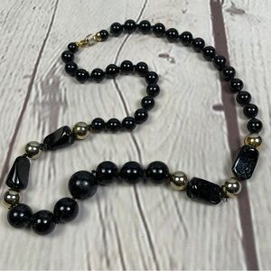 Black and Silver Beaded Necklace